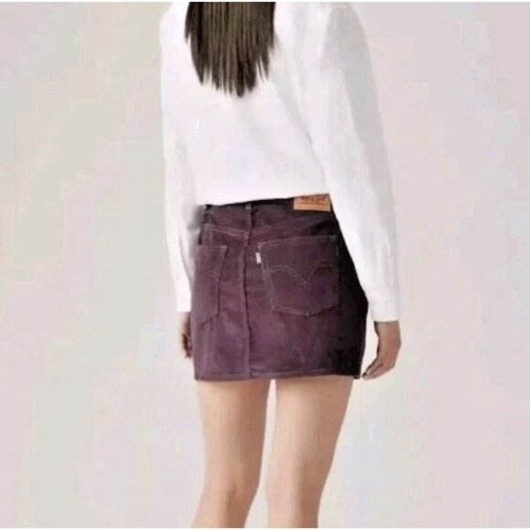 Levi's Size 29 Women’s Purple Corduroy Mini Icon Skirt Button-Fly Mid-Rise. New - Picture 5 of 11
